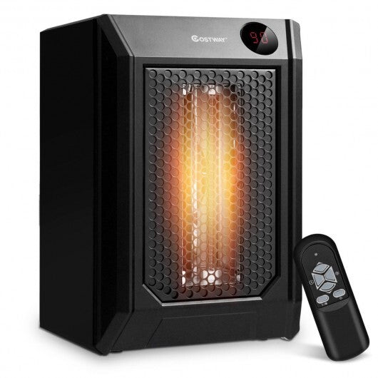 1500 W Remote Control Portable Electric Digital Quartz Space Heater - Color: Black