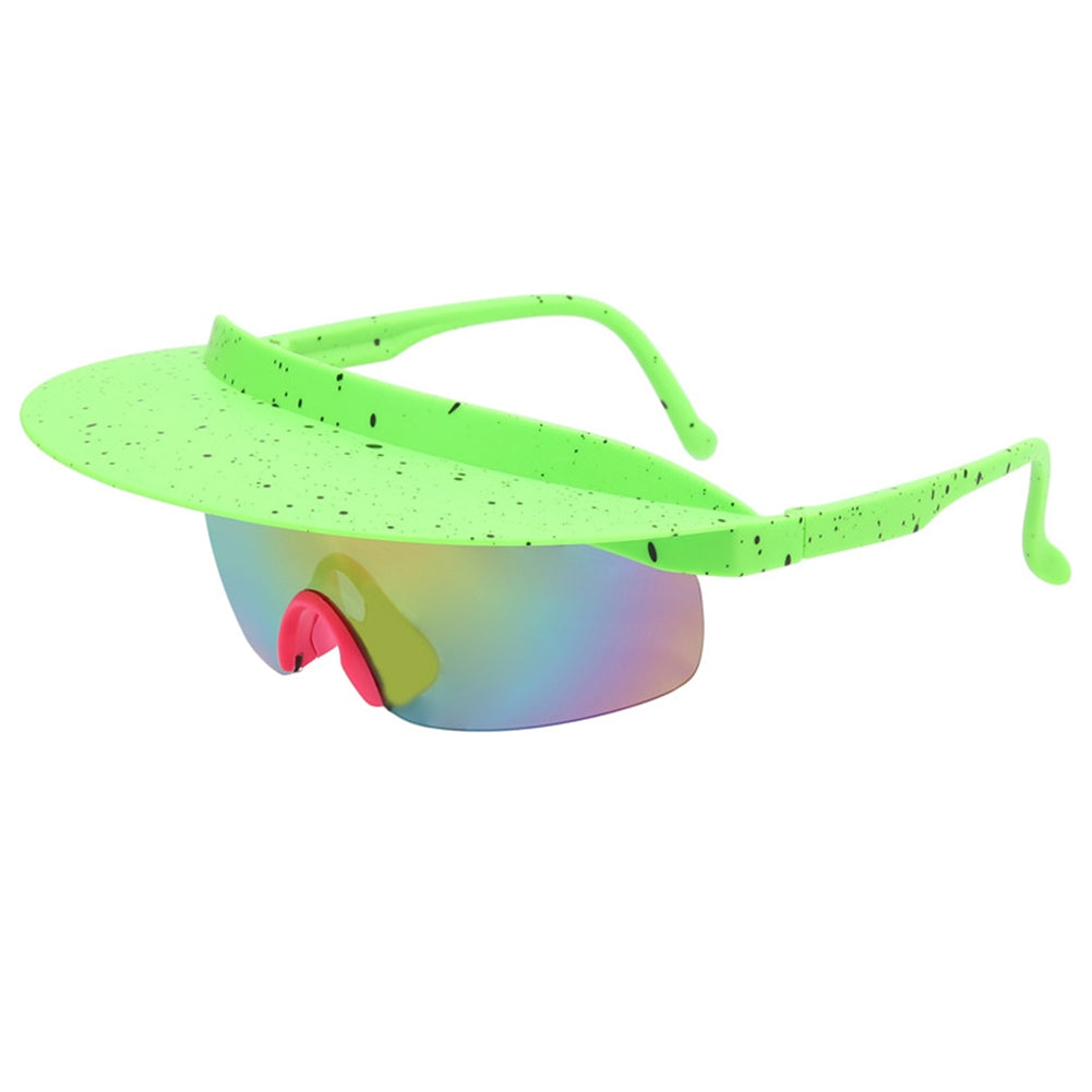 1 Pair Men Women Fashion Cycling Glasses High-definition Lenses Colorful Hat Brim Outdoor Sport Sunglasses Eyewear E green spot frame purple lens