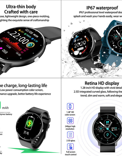 Load image into Gallery viewer, 1.28 Inch Zl02 Smart Watch Heart Rate Blood Pressure Monitor Sport Running Watch Compatible for Android iOS Black
