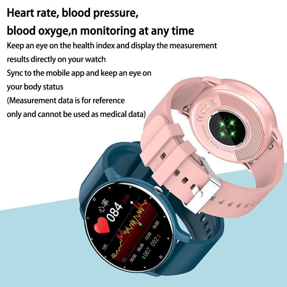 1.28 Inch Zl02 Smart Watch Heart Rate Blood Pressure Monitor Sport Running Watch Compatible for Android iOS Black