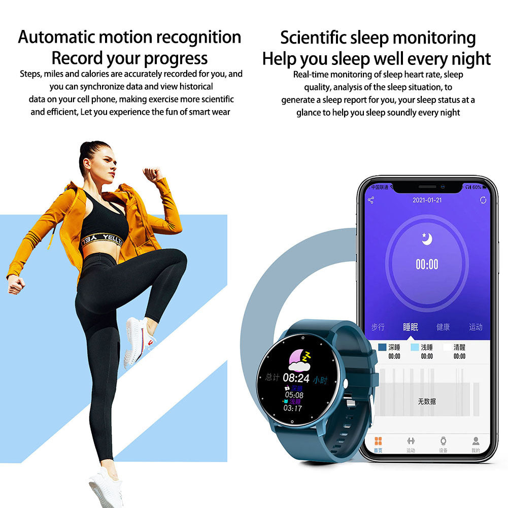 1.28 Inch Zl02 Smart Watch Heart Rate Blood Pressure Monitor Sport Running Watch Compatible for Android iOS Black