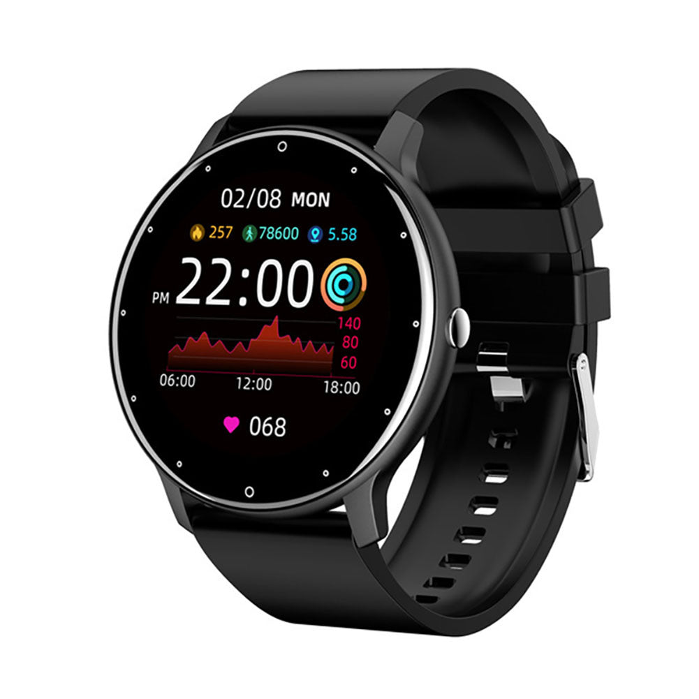 1.28 Inch Zl02 Smart Watch Heart Rate Blood Pressure Monitor Sport Running Watch Compatible for Android iOS Black