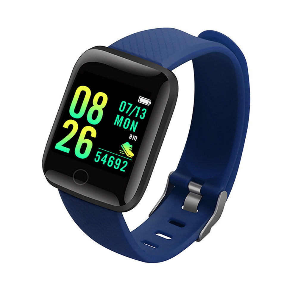 116plus Smart Watch USB Charging D13 Sport Smartwatch Trackers Blood Pressure Heart Rate Monitor dark blue