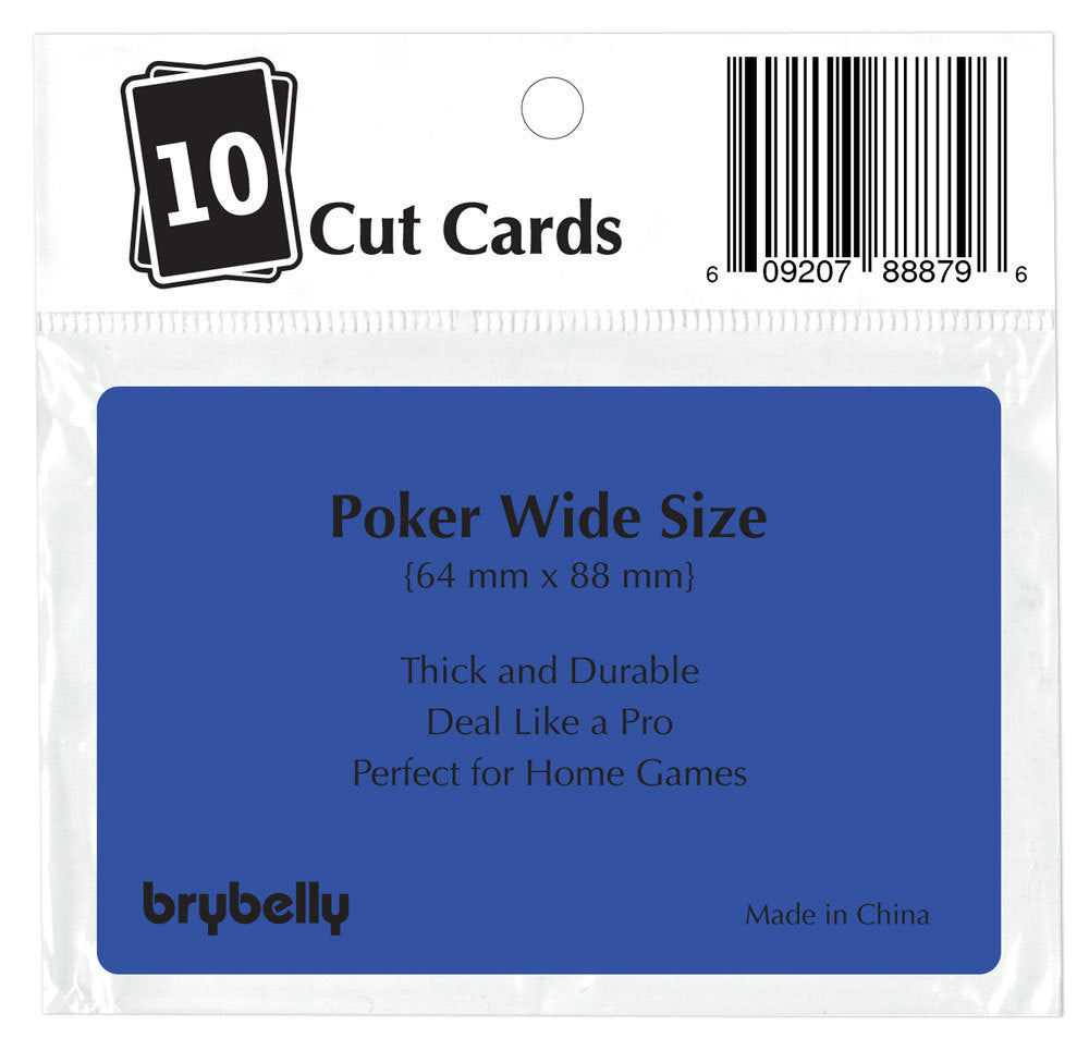 Set of 10 Blue Plastic Poker Size Cut Cards