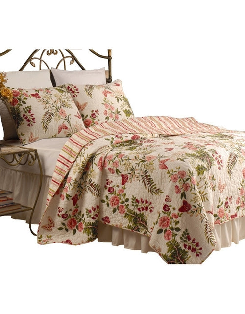 Load image into Gallery viewer, Full / Queen size Piece 100% Cotton Quilt Set Crimson Clover Floral
