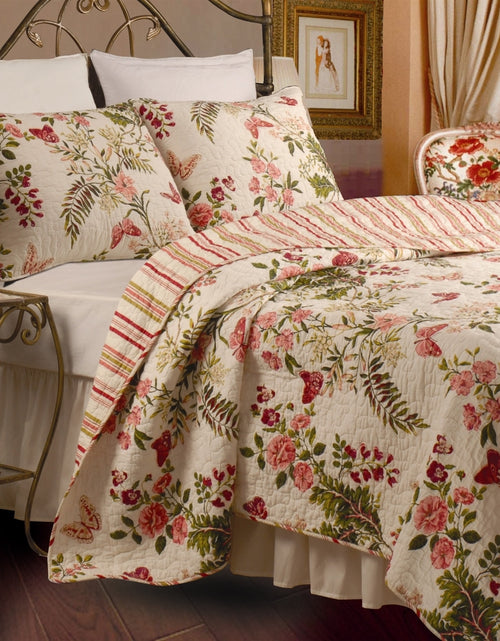 Load image into Gallery viewer, Full / Queen size Piece 100% Cotton Quilt Set Crimson Clover Floral
