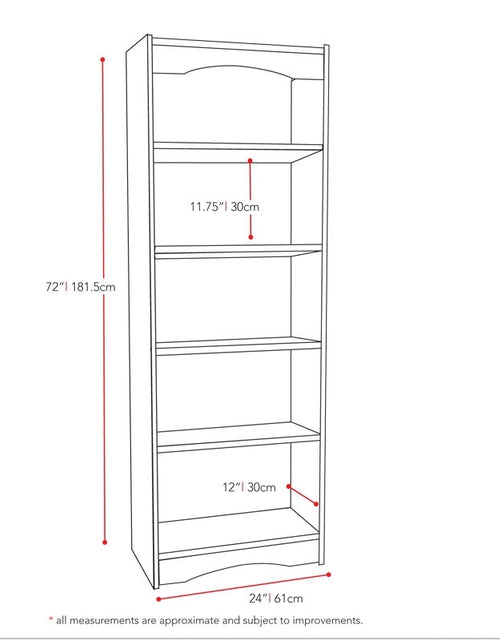 Load image into Gallery viewer, White 72-inch High Bookcase with Soft Arches and 5 Shelves
