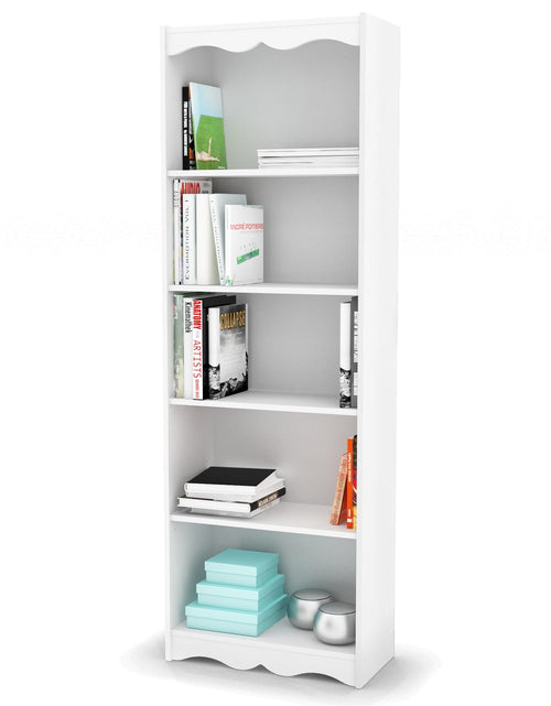 Load image into Gallery viewer, White 72-inch High Bookcase with Soft Arches and 5 Shelves
