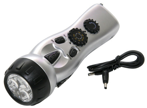 Load image into Gallery viewer, Flashlight with Am/Fm Radio, Siren, and Cell Phone Charger
