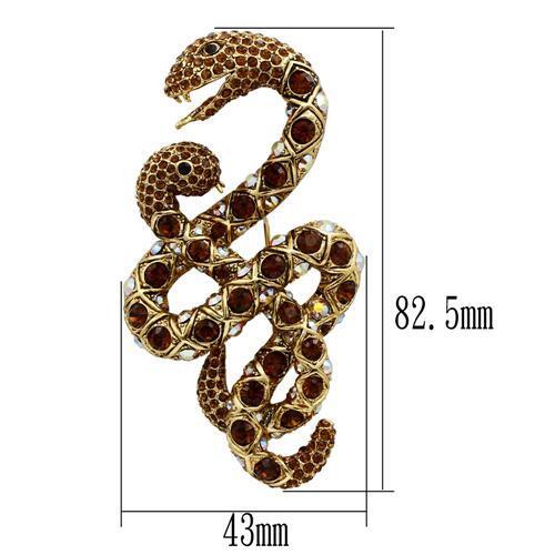 Load image into Gallery viewer, LO2423 - Gold White Metal Brooches with Top Grade Crystal  in Multi Color
