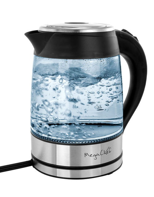 Load image into Gallery viewer, MegaChef 1.8Lt. Glass Body and Stainless Steel Electric Tea Kettle
