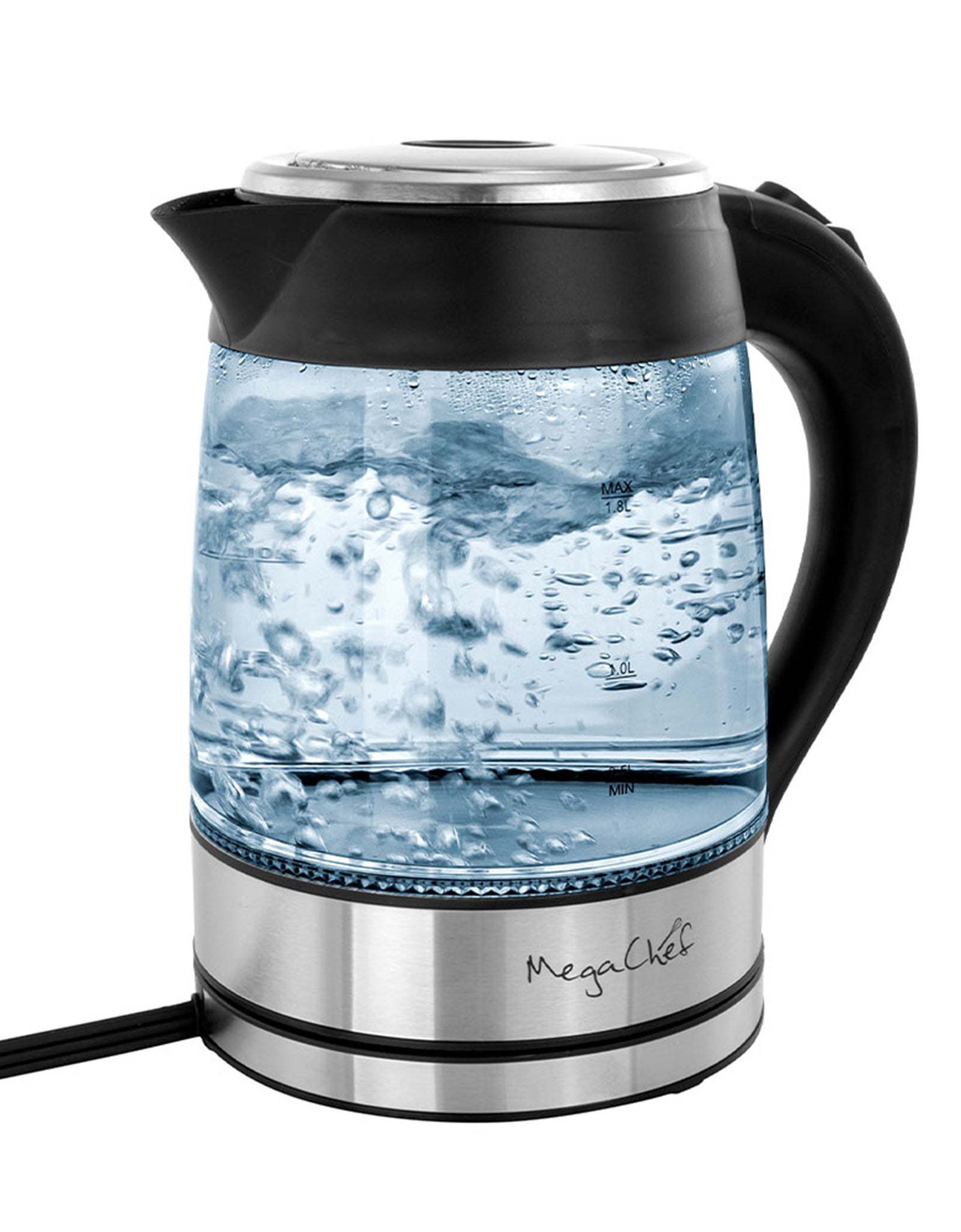 MegaChef 1.8Lt. Glass Body and Stainless Steel Electric Tea Kettle