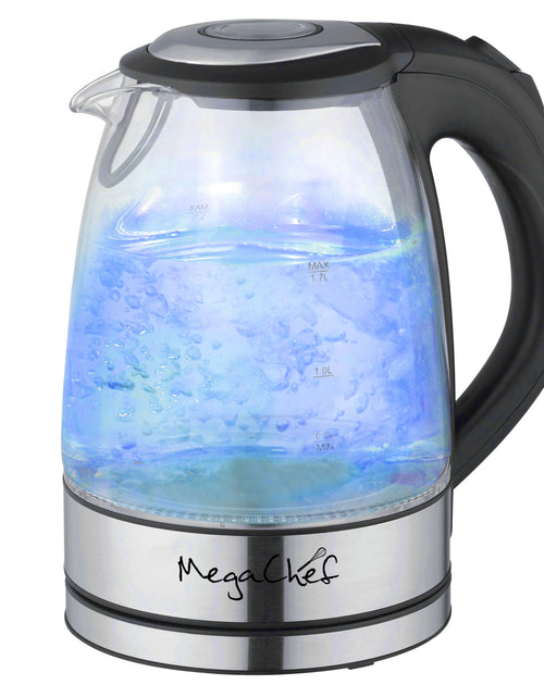 Load image into Gallery viewer, MegaChef 1.7Lt. Glass and Stainless Steel Electric Tea Kettle
