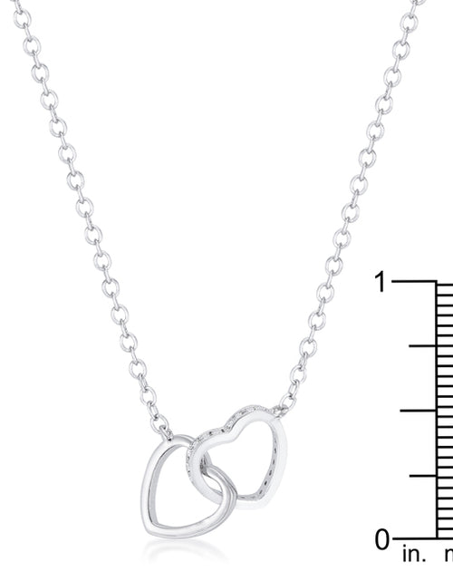 Load image into Gallery viewer, .22 Ct Interlocking Hearts Necklace with CZ
