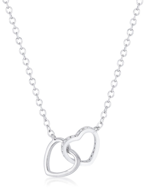 Load image into Gallery viewer, .22 Ct Interlocking Hearts Necklace with CZ
