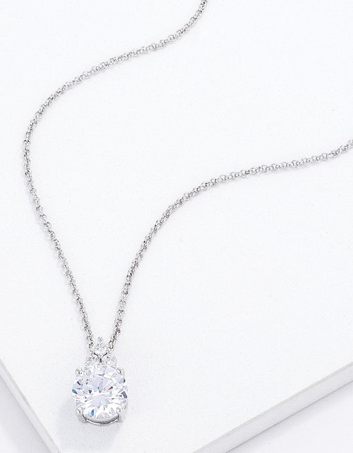 Load image into Gallery viewer, Simple Rhodium Plated 9mm Clear CZ Pendant
