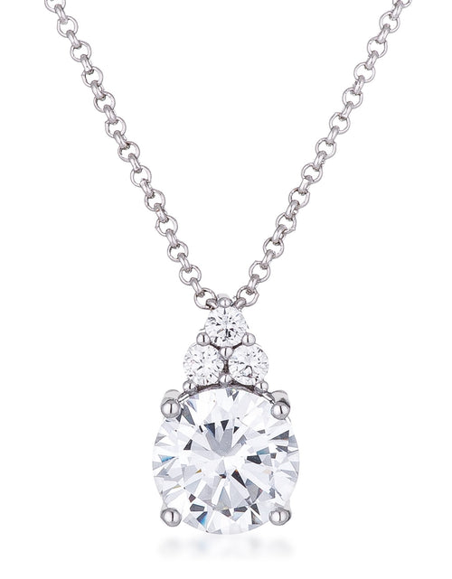 Load image into Gallery viewer, Simple Rhodium Plated 9mm Clear CZ Pendant
