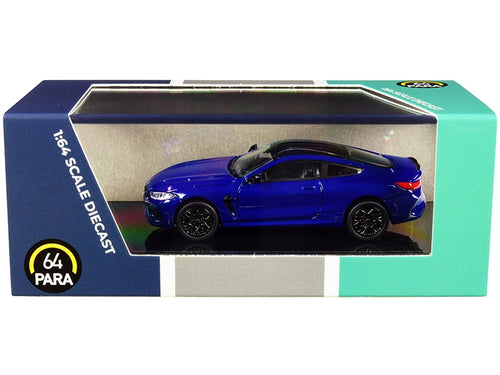 Load image into Gallery viewer, BMW M8 Coupe Marina Bay Blue Metallic with Black Top 1/64 Diecast Model Car by Paragon
