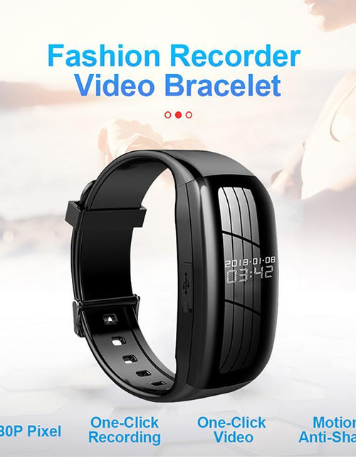 Load image into Gallery viewer, Sports Smart Bracelet Professional Recording Pen HD Noise Reduction Video Recorder Sports Mini Camera Smart Watch black
