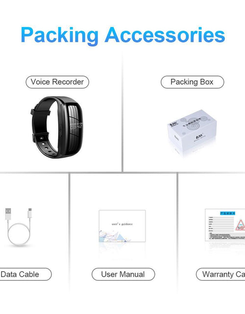Load image into Gallery viewer, Sports Smart Bracelet Professional Recording Pen HD Noise Reduction Video Recorder Sports Mini Camera Smart Watch black
