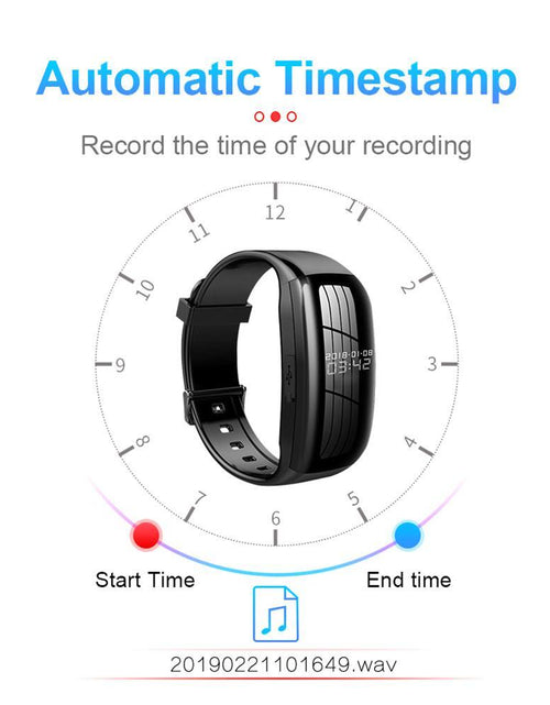 Load image into Gallery viewer, Sports Smart Bracelet Professional Recording Pen HD Noise Reduction Video Recorder Sports Mini Camera Smart Watch black
