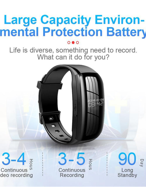 Load image into Gallery viewer, Sports Smart Bracelet Professional Recording Pen HD Noise Reduction Video Recorder Sports Mini Camera Smart Watch black
