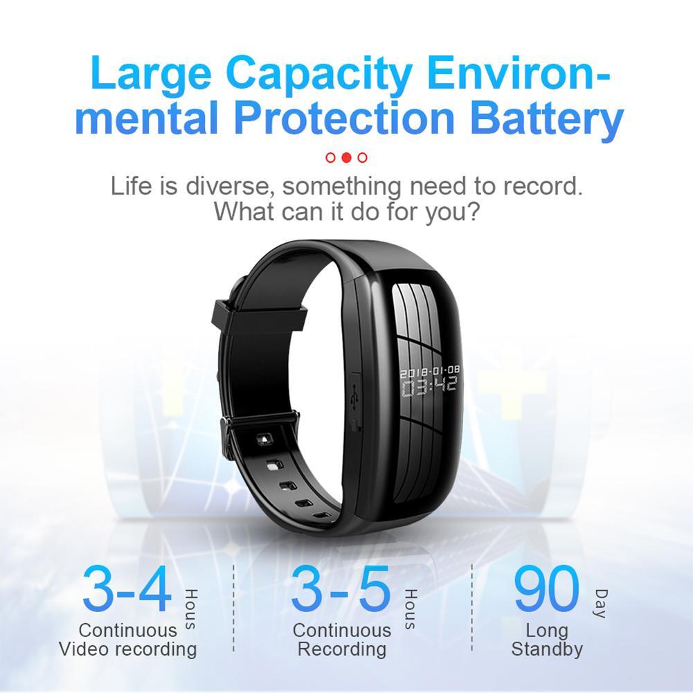 Sports Smart Bracelet Professional Recording Pen HD Noise Reduction Video Recorder Sports Mini Camera Smart Watch black