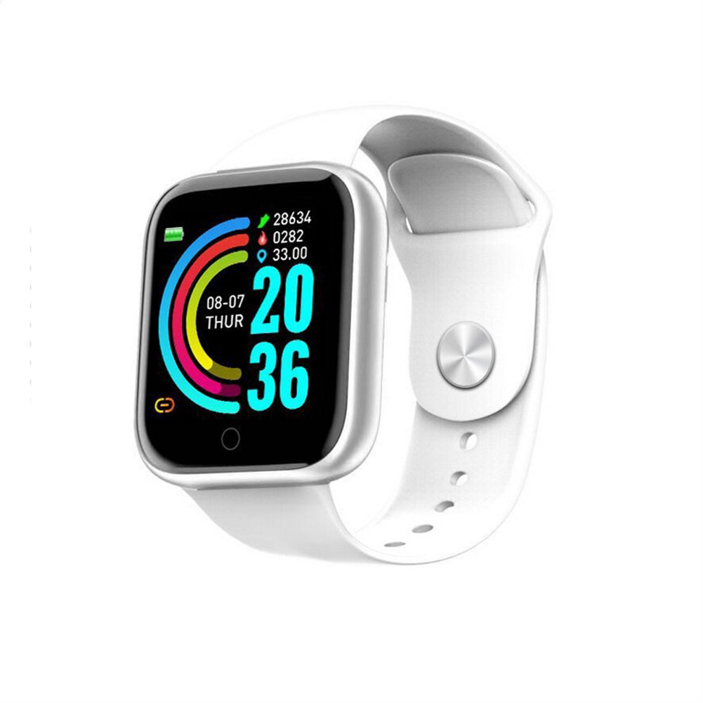Y68 Bluetooth-compatible Smart  Watch Fitness Tracker Sports Bracelet Heart Rate Monitor Blood Pressure Bracelet For Android Ios White