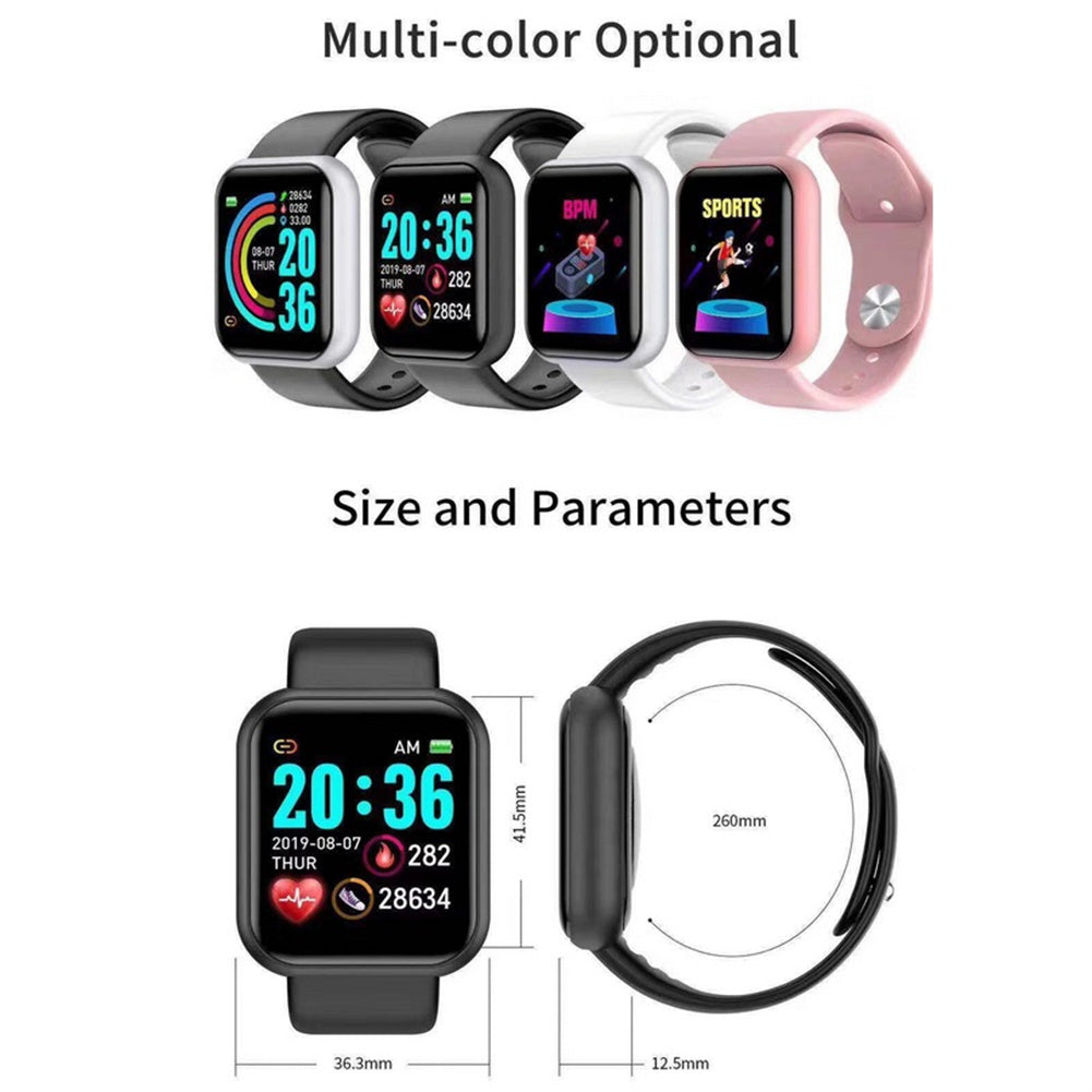 Y68 Bluetooth-compatible Smart  Watch Fitness Tracker Sports Bracelet Heart Rate Monitor Blood Pressure Bracelet For Android Ios White