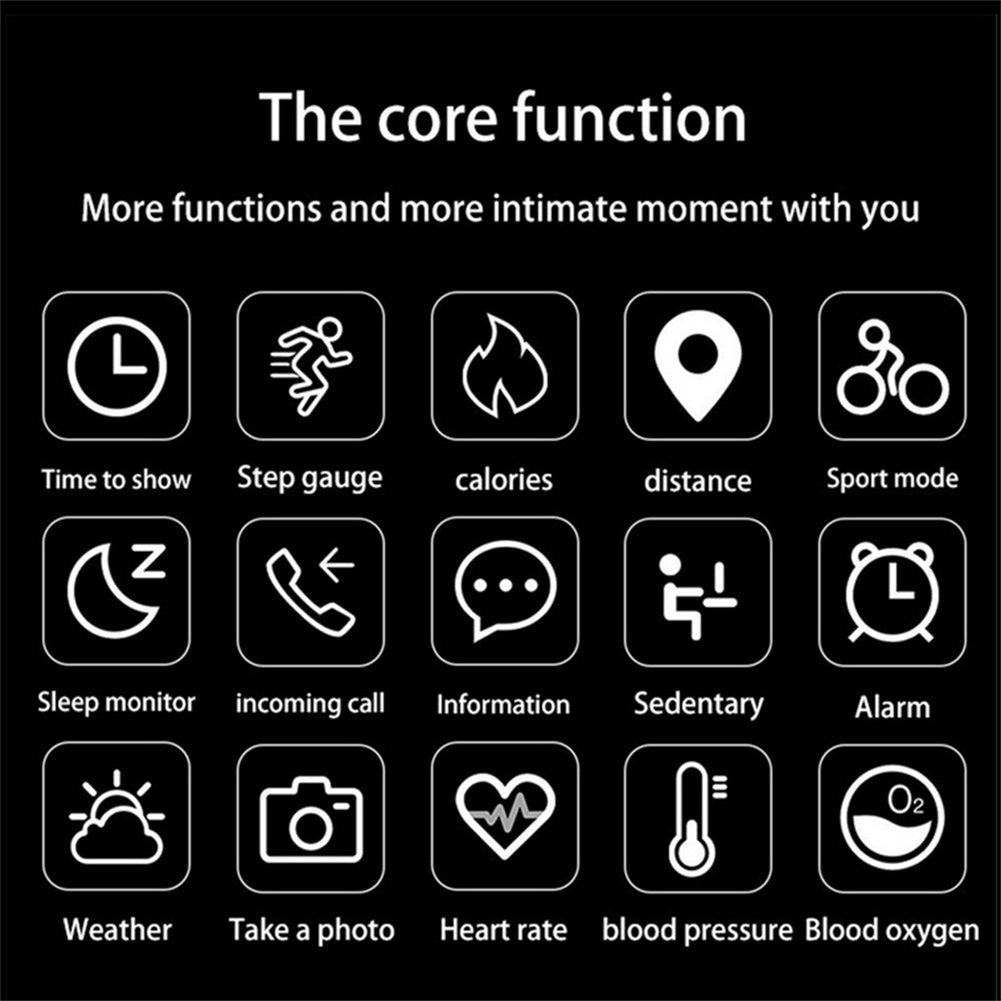 T500+ Smart Bracelet Bluetooth Calling Music Touch-screen Heart Rate Blood Pressure Monitoring Fitness Watch Blue
