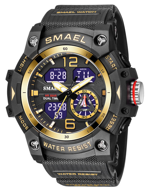 Load image into Gallery viewer, SMAEL Luxury Men Fashion Business Watch Led Digital Sports Quartz Wristwatch Casual Waterproof Watches Black Gold
