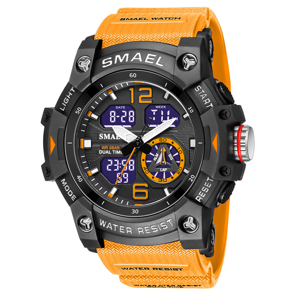 SMAEL Luxury Men Fashion Business Watch Led Digital Sports Quartz Wristwatch Casual Waterproof Watches Black Gold