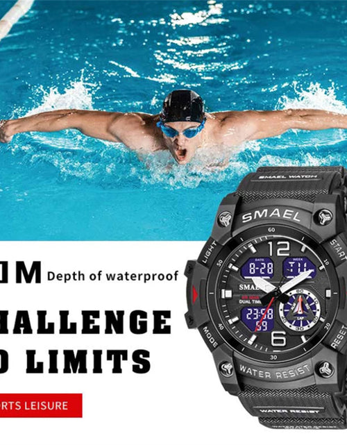 Load image into Gallery viewer, SMAEL Luxury Men Fashion Business Watch Led Digital Sports Quartz Wristwatch Casual Waterproof Watches Black Gold

