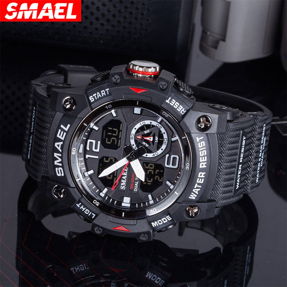 SMAEL Luxury Men Fashion Business Watch Led Digital Sports Quartz Wristwatch Casual Waterproof Watches Black Gold