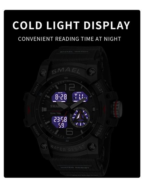 Load image into Gallery viewer, SMAEL Luxury Men Fashion Business Watch Led Digital Sports Quartz Wristwatch Casual Waterproof Watches Black Gold
