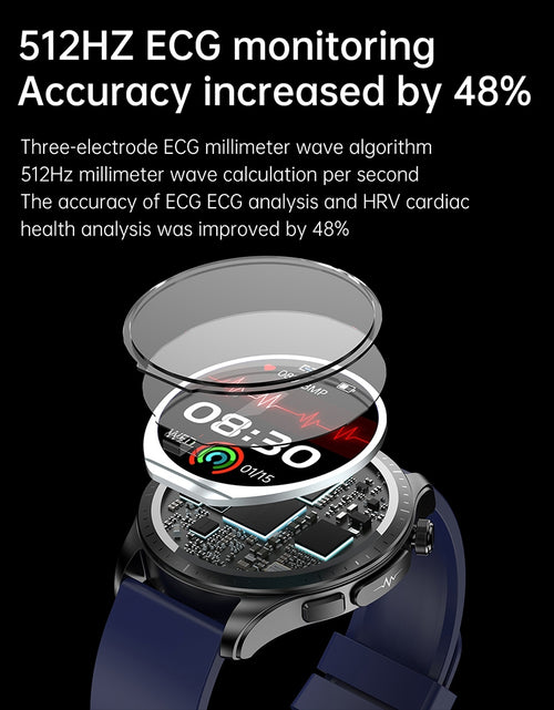 Load image into Gallery viewer, E420 Smart Watch Ecg Ppg Heart Rate Blood Pressure Blood Sugar Health Monitor Waterproof Fitness Bracelet Black Steel

