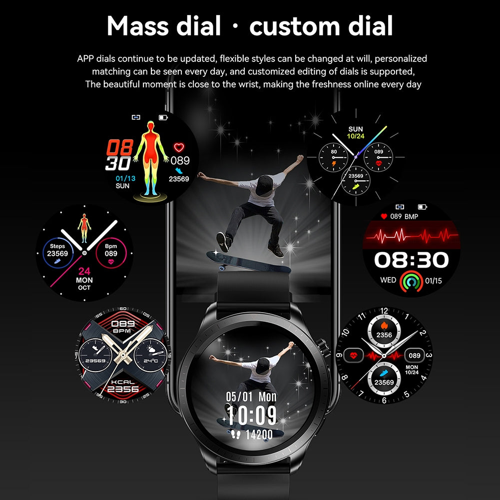 E420 Smart Watch Ecg Ppg Heart Rate Blood Pressure Blood Sugar Health Monitor Waterproof Fitness Bracelet Black Steel