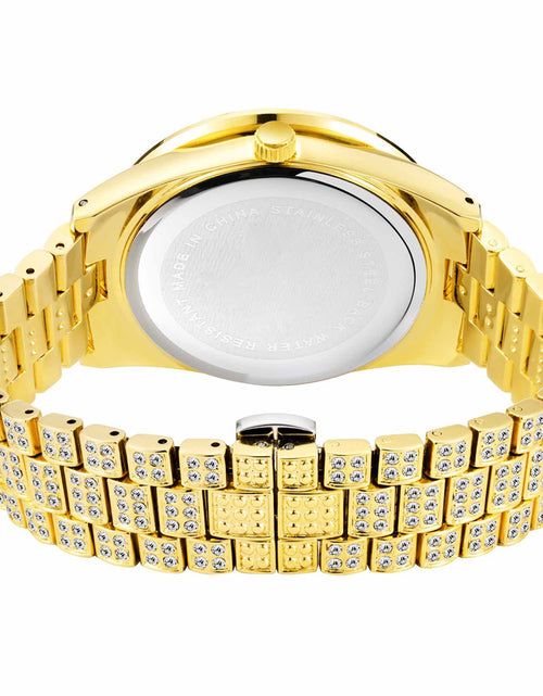 Load image into Gallery viewer, Men Wristwatch With Date Stainless Steel 44mm Diamond-set Dial Luxury Large Dial Water Proof Vintage Quartz Wristwatch red silver belt

