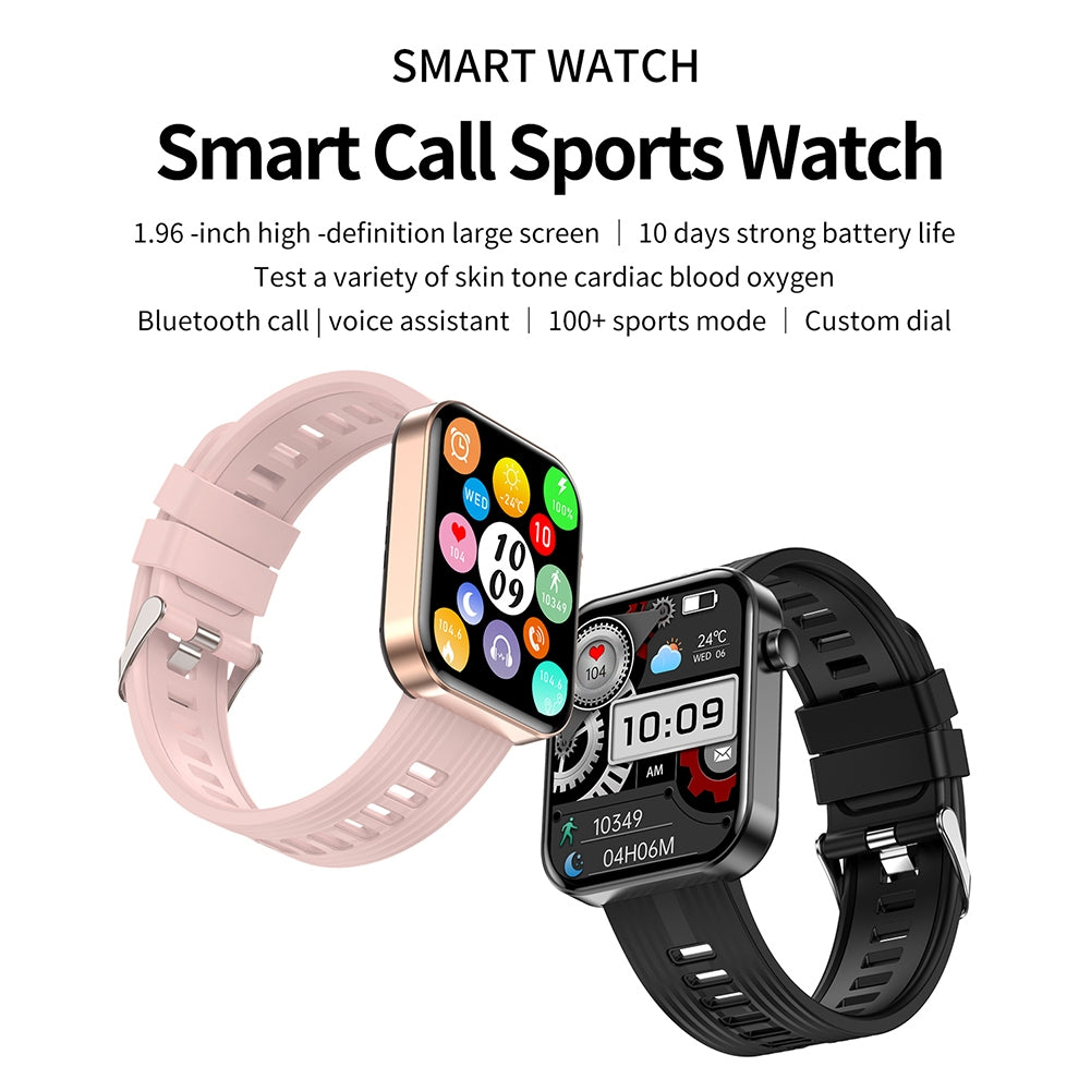 Fw10 Smart Watches 1.96-Inch Full Touch Screen Heart Rate Monitor for Android iOS iPhone Pink