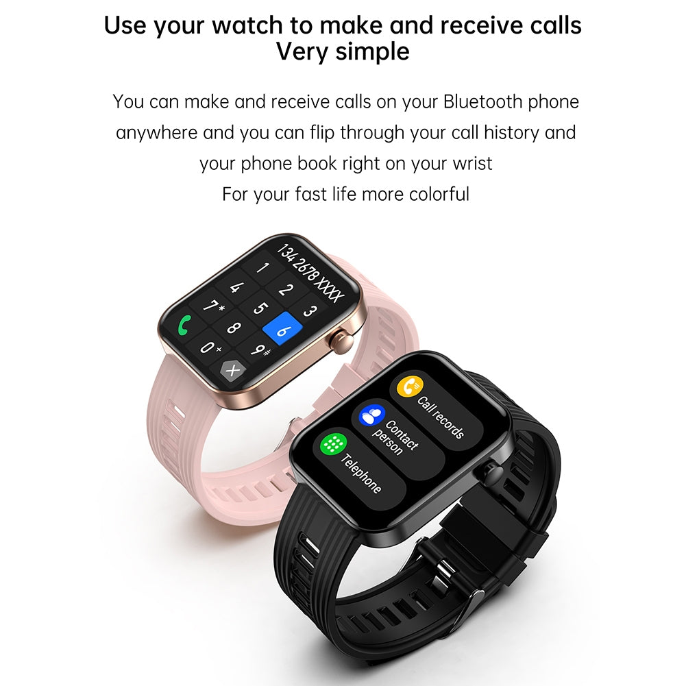 Fw10 Smart Watches 1.96-Inch Full Touch Screen Heart Rate Monitor for Android iOS iPhone Pink