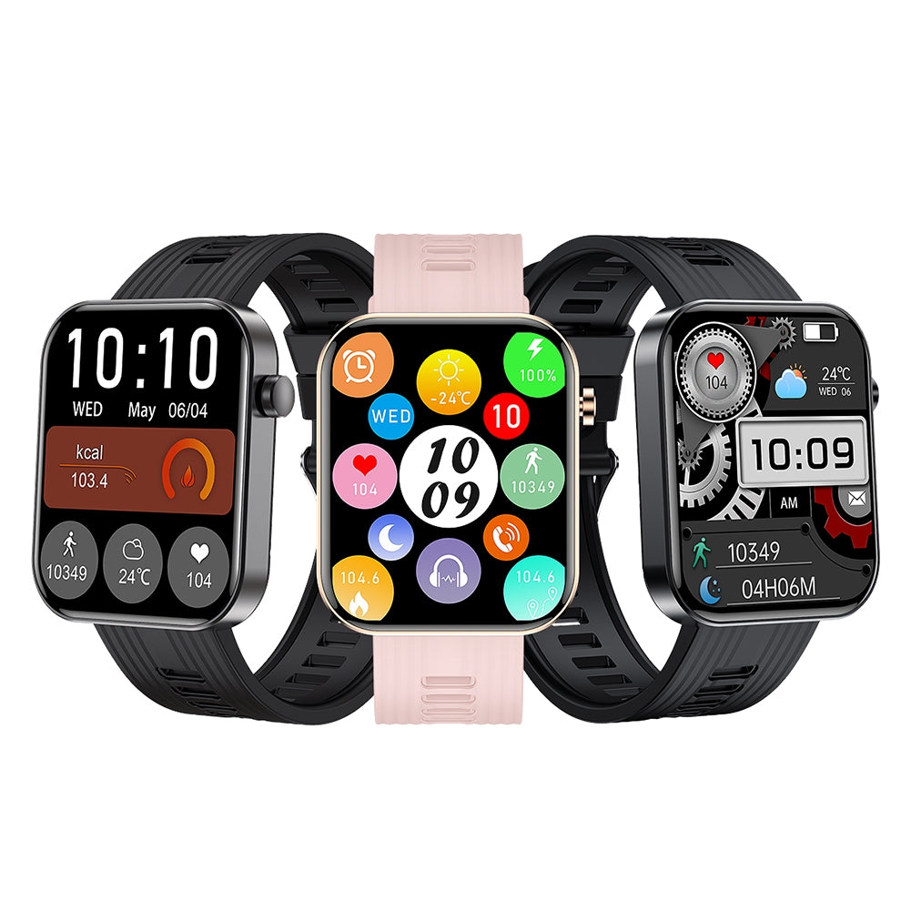 Fw10 Smart Watches 1.96-Inch Full Touch Screen Heart Rate Monitor for Android iOS iPhone Pink