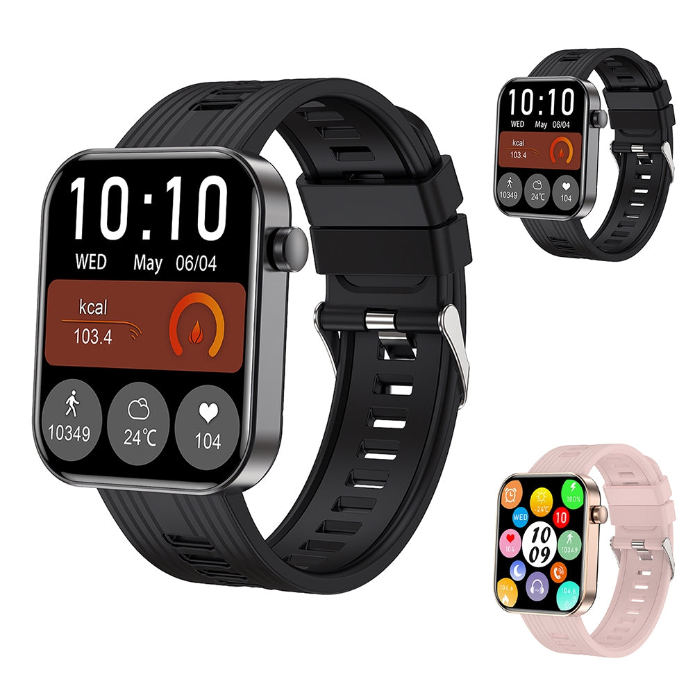Fw10 Smart Watches 1.96-Inch Full Touch Screen Heart Rate Monitor for Android iOS iPhone Pink