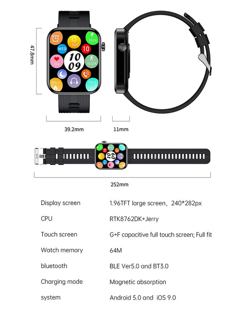 Load image into Gallery viewer, Fw10 Smart Watches 1.96-Inch Full Touch Screen Heart Rate Monitor for Android iOS iPhone Pink
