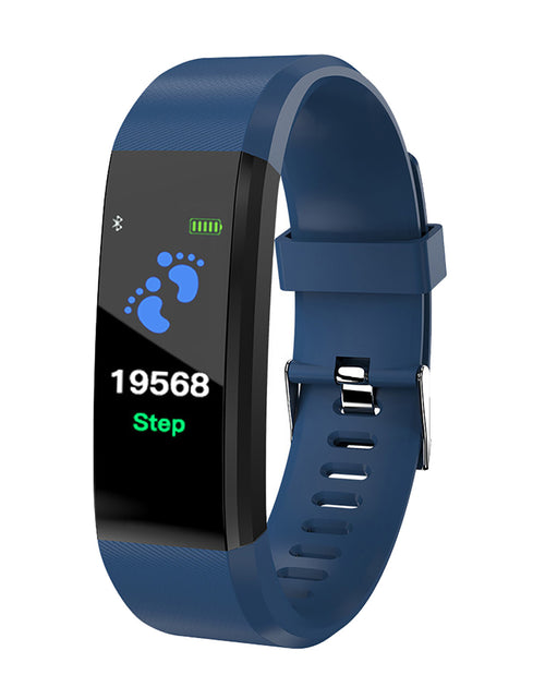 Load image into Gallery viewer, 115plus Smart Watch With Sport Modes Waterproof Watches Heart Rate Blood Pressure Sleep Monitor 0.96 Inch Touch Screen Fitness Tracker blue
