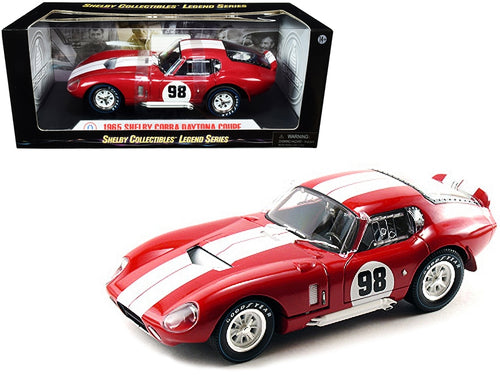 Load image into Gallery viewer, 1965 Shelby Cobra Daytona Coupe #98 Red with White Stripes 1/18 Diecast Model Car by Shelby Collectibles
