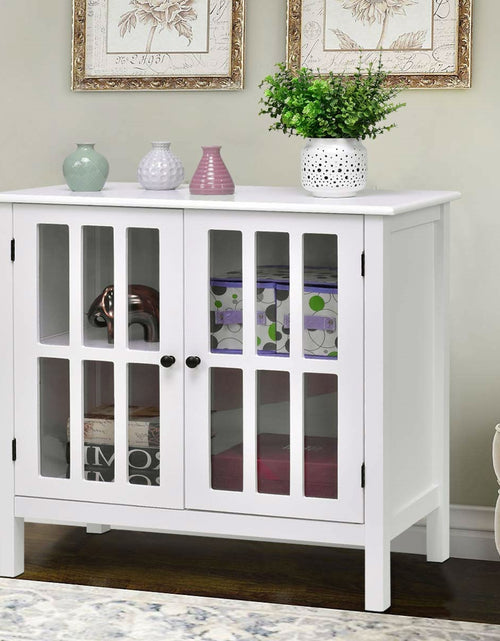 Load image into Gallery viewer, White Wood Bathroom Storage Floor Cabinet with Glass Doors
