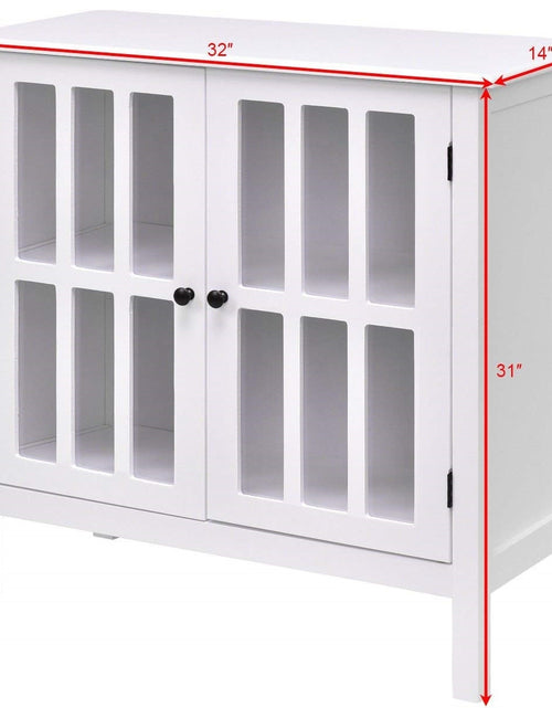 Load image into Gallery viewer, White Wood Bathroom Storage Floor Cabinet with Glass Doors
