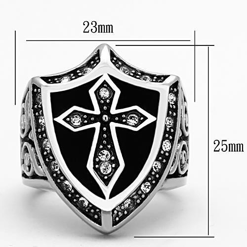 Load image into Gallery viewer, TK1349 - High polished (no plating) Stainless Steel Ring with Top Grade Crystal  in Clear
