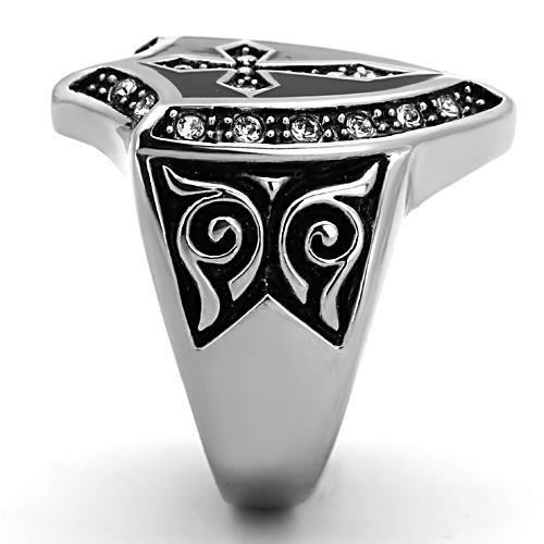 Load image into Gallery viewer, TK1349 - High polished (no plating) Stainless Steel Ring with Top Grade Crystal  in Clear
