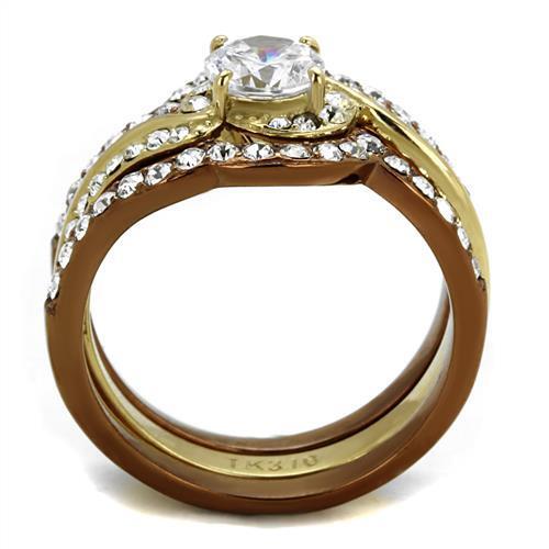 Load image into Gallery viewer, TK2669 - IP Gold &amp; IP Light Brown (IP Light coffee) Stainless Steel Ring with AAA Grade CZ  in Clear
